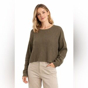 Kendall & Kylie Ribbed Sweater Olive Green